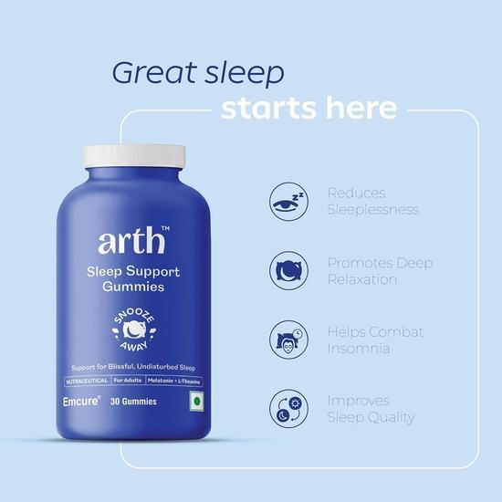 Arth Melatonin 5mg | Sleep Gummies Supplement |L-Theanine, Chamomile & Passion Flower For Deep Sleep & Relaxation| 15 Cranberry Flavoured Gummies