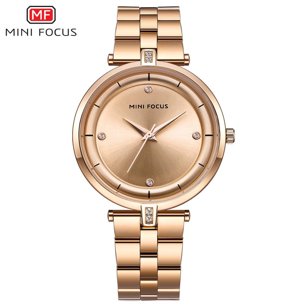 MINI FOCUS Watches Women Top Brand Luxury Quartz Watch Female Fashion Rhinestone Stainless Steel Ladies Simple Casual Wristwatch