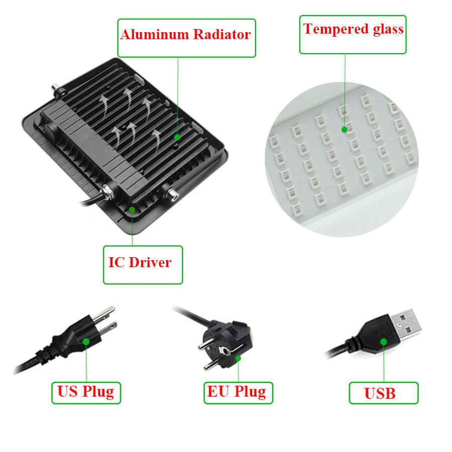 10W 30W 50W 100W Outdoor UV Black Light IP66 Waterproof Ultra Violet UV Flood Light for Disco Dance Party Stage Aquarium Decor