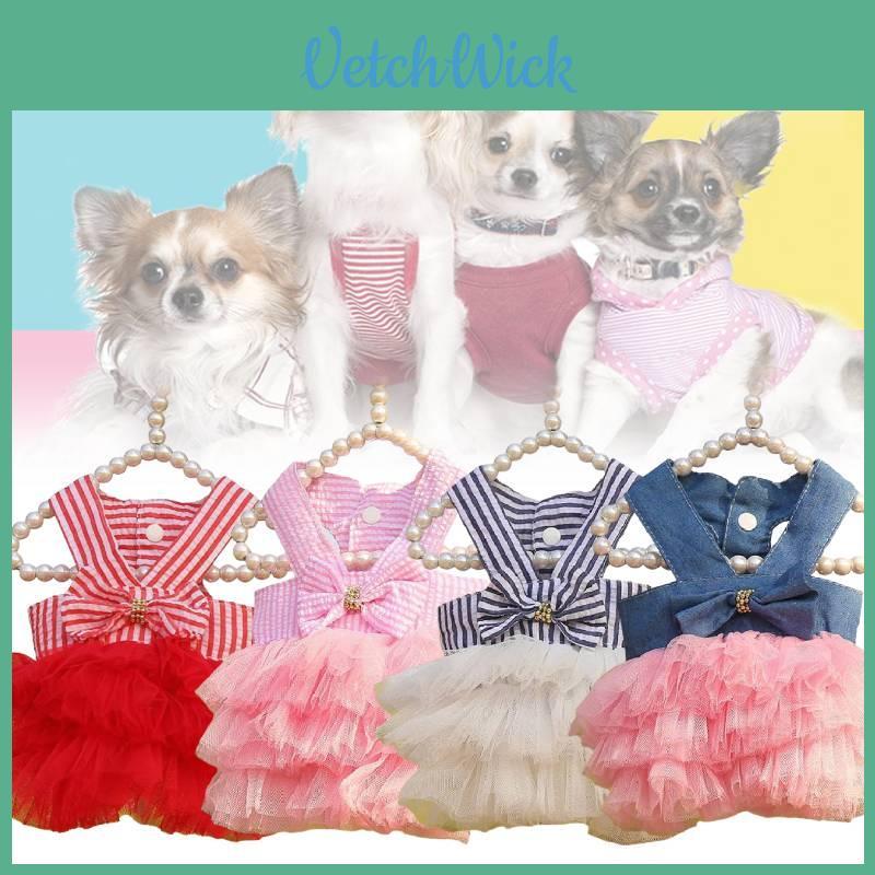 Adorable Striped Princess Pet Dress For Small To Medium Dogs And Cats Polyester