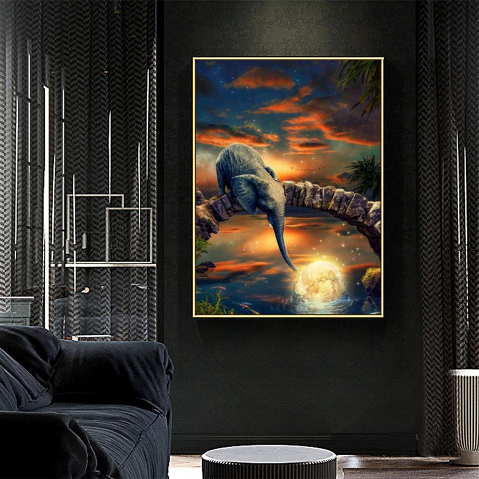 Pictură cu diamant 5D DIY, animal, elefant, imagine cu strass, broderie cu diamante, mozaic, artizanat, cadou, decorare pentru mobilier