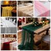 Semi-Transparent Pearl Chiffon Runner Luxury Gauze Tablecloth Dreamy Table Cover  Party