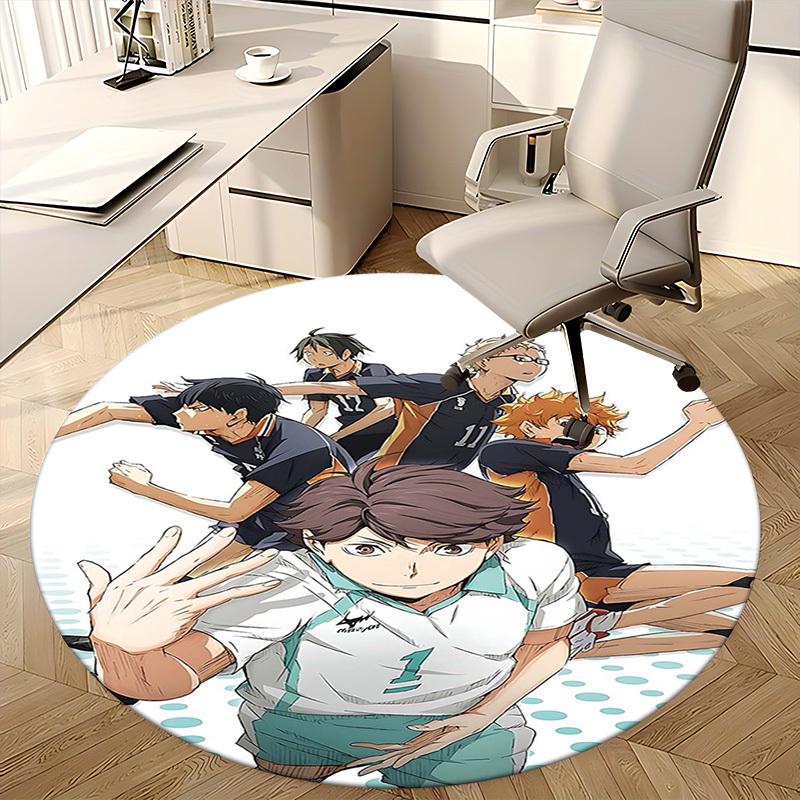 1pc Anime Cartoon Design Round Carpet - Office Chair Mat, Non-Slip Rug for Home Decor, Suitable for All Seasons, Perfect Gift for Anime Lovers.F080