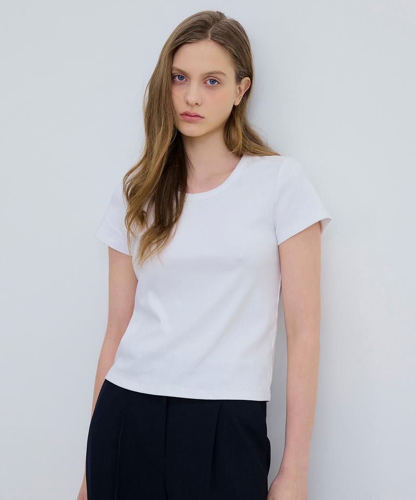 MIND BRIDGE WOMEN [W] U-Neck Basic Slim Fit Short Sleeve T-Shirt - 3 Colors