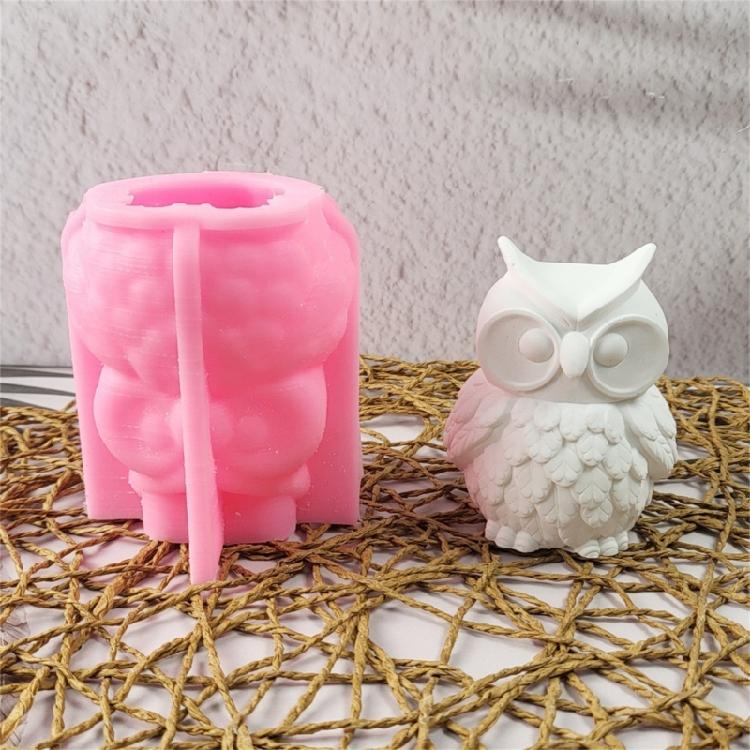 3D Owl Figurine Silicone Molds for Epoxy Resin Candle Soap Making Cement Gypsum Silicone Molds for Handmade Craft