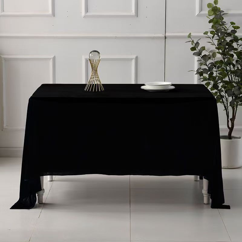 Rechteckige Satin-Tischdecke Hochzeitstischdecke Weiß Schwarz Für Party Geburtstagsveranstaltungen Bankettdekor Zuhause Abendessen Tischdecken