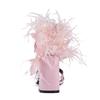Fashion New Pink Feather Button Satin High Heel Sandals Women's Summer Fashion Sexy Thick Heels Wedding Party High-heeled Shoes Size 41