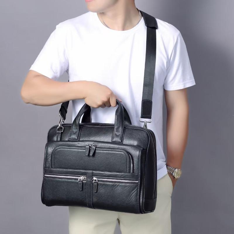 Genuine Leather Men's Briefcase Handbag Large-capacity Single-shoulder Crossbody Bag Cowhide Men's Bag