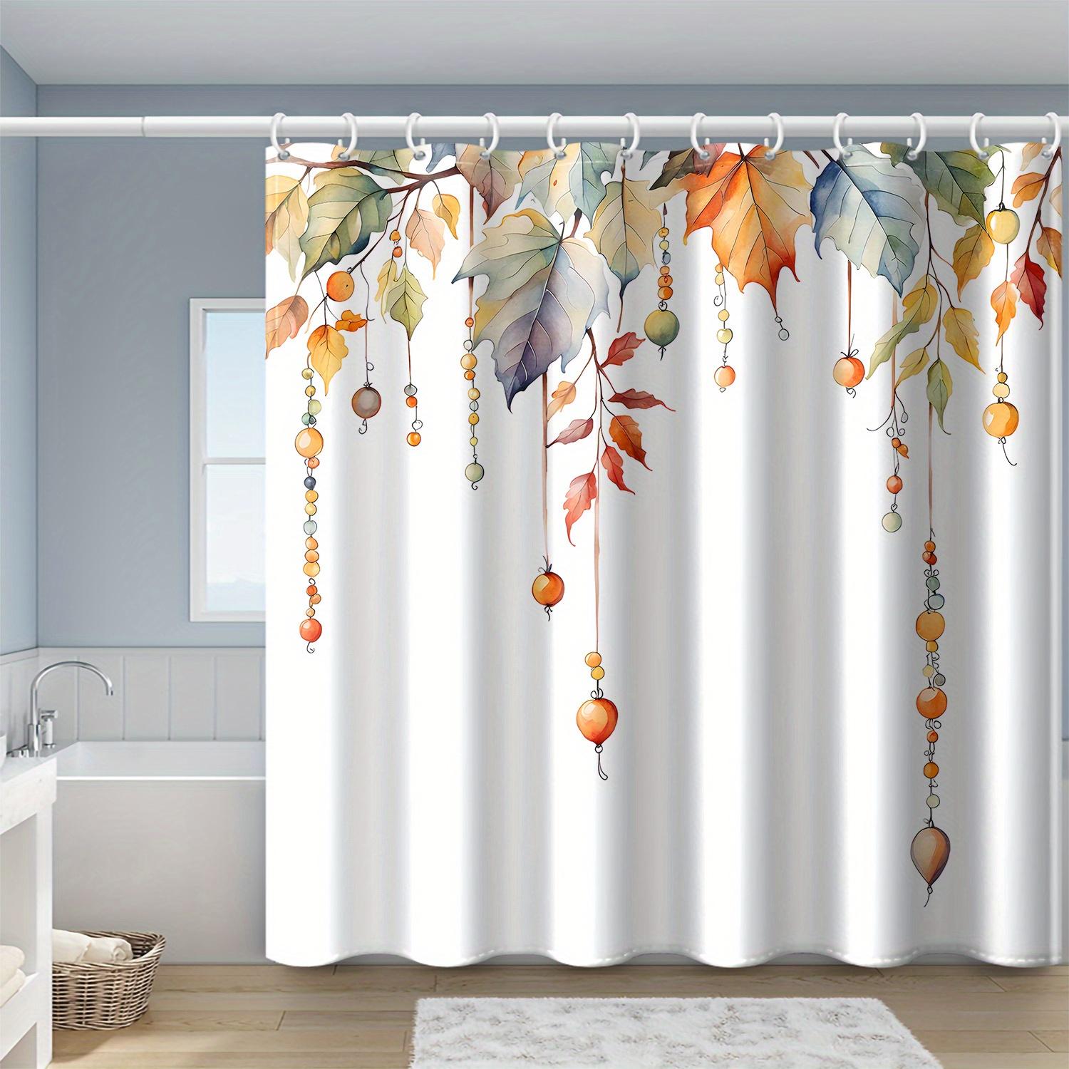 

1Pc Colorful Maple Leaf Fruit Autumn Print Shower Curtain, Polyester Fabric, Window And Wall, Bathroom Home Decor Shower Curtain W60H190(CM)-1 Pcs