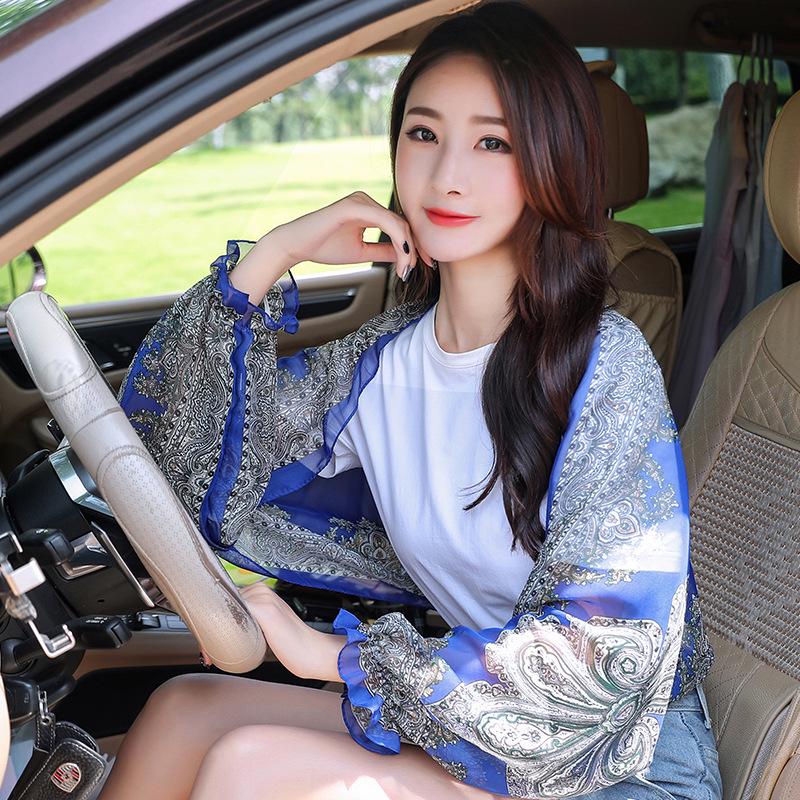 Women's Chiffon Beach Towel and Sun Protection Shawl - Multipurpose Cycling Cape and Embroidered Scarf for Summer