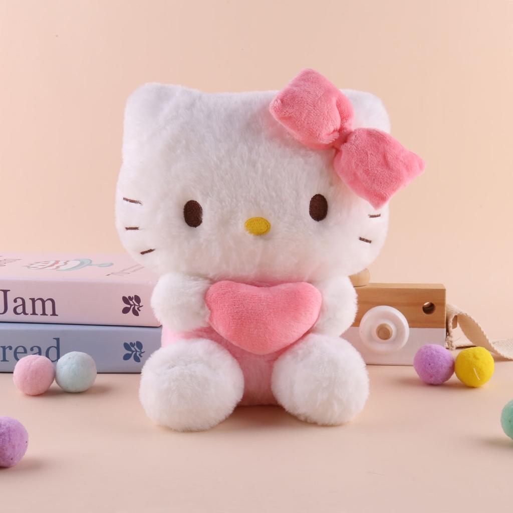 *22Cm Sanrio  Kuromi Pillow Kt Plush Toy Girls Soft Stuffed Animal Toys Heart My Melody Cinnamoroll Stuff Doll Gifts.