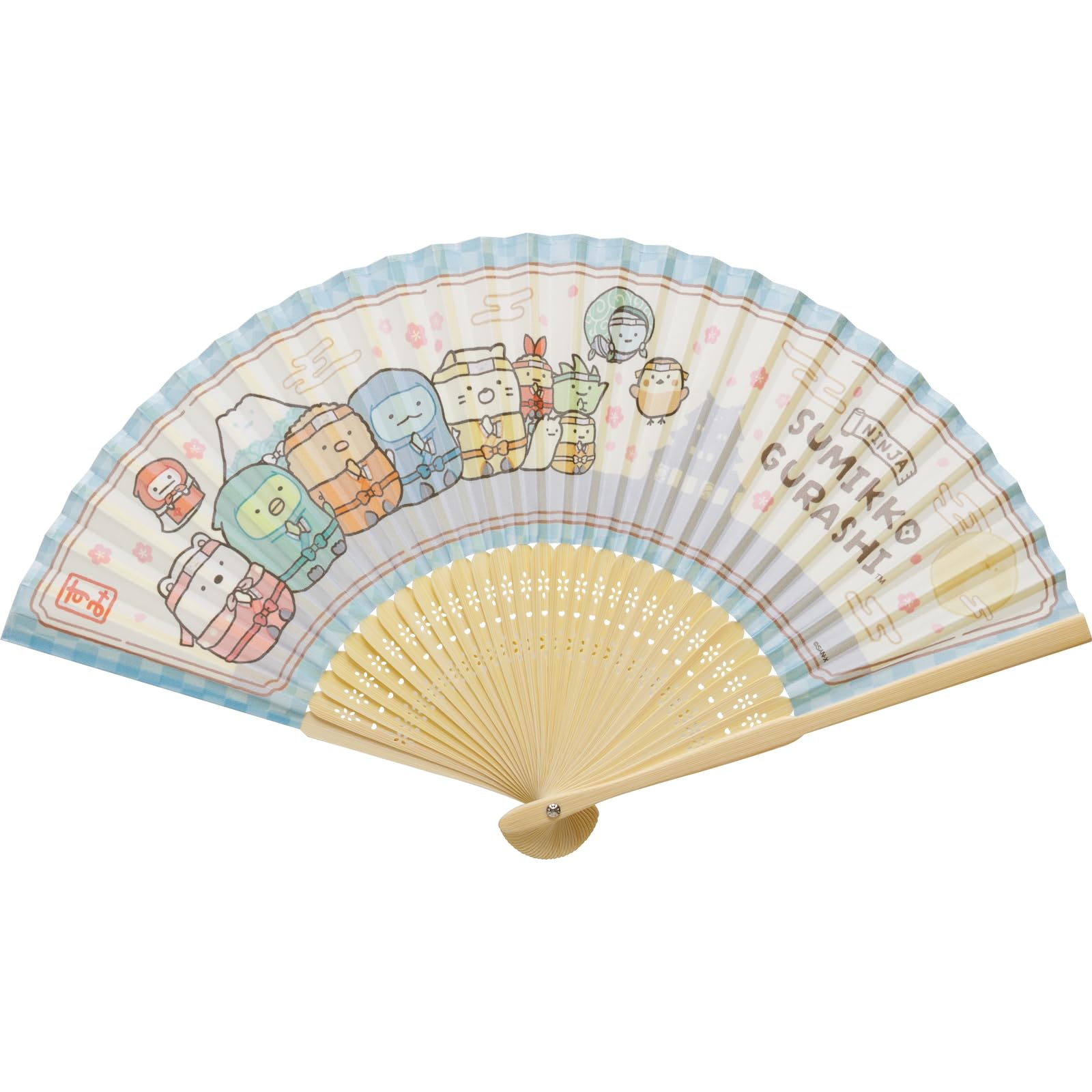 Sumikkogurashi Folding H21 x x D1cm San-X Ninja Fan, Blue, KG13201, W2.5