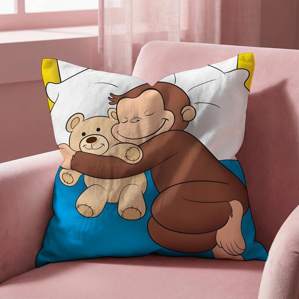 C-Curious George ZEICHENTRICK Kissenbezug Mehrzweck-Kissenbezug für Zuhause & Auto - Wendbar, Weich & Langlebig für den täglichen Gebrauch