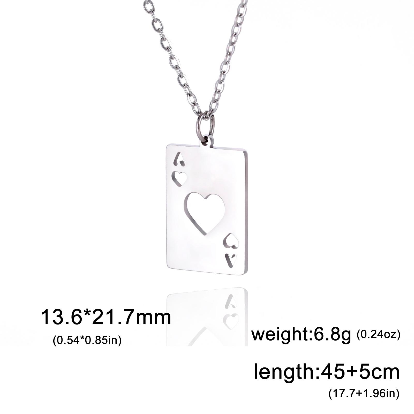 

Teamer Hip Hop Poker Card Ace of Spades Necklace Stainless Steel Lucky Pendant Neck Chain for Women Playing Cards Jewelry Gifts 45 add 5cm