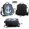 Nautical Anchor Insulated Lunch Box Reusable Portable Cooler Bag with Adjustable Shoulder Strap for Work School Picnic Travel