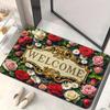 1Pcs Anti Fatigue Door Rugs, Floral Print Waterproof Non-Slip Thick Cushioned Door Mat Heavy Duty Comfort Standing Mat for Door
