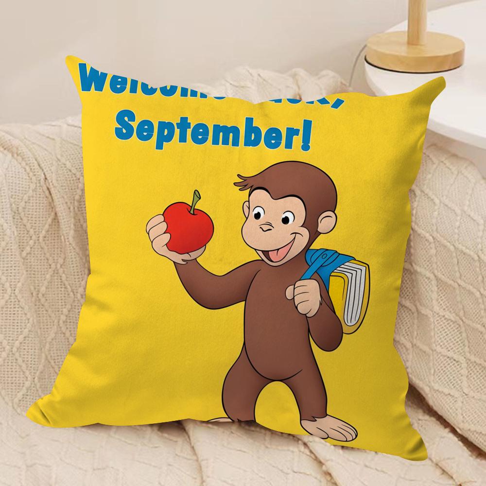 GeorgeThe Curious Monkey Cushion Cover Soft Plush Fabric DoubleSided Printed Sofa Cushion Cover for All Seasons Home Decor Gift