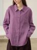 Green 100% Linen Women's Loose Long Sleeve Shirt for Early Autumn Wear
