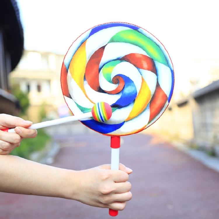 Soft Lollipop Shaped Drum Kids Hand Drum with Foam-Head Percussion Drumstick