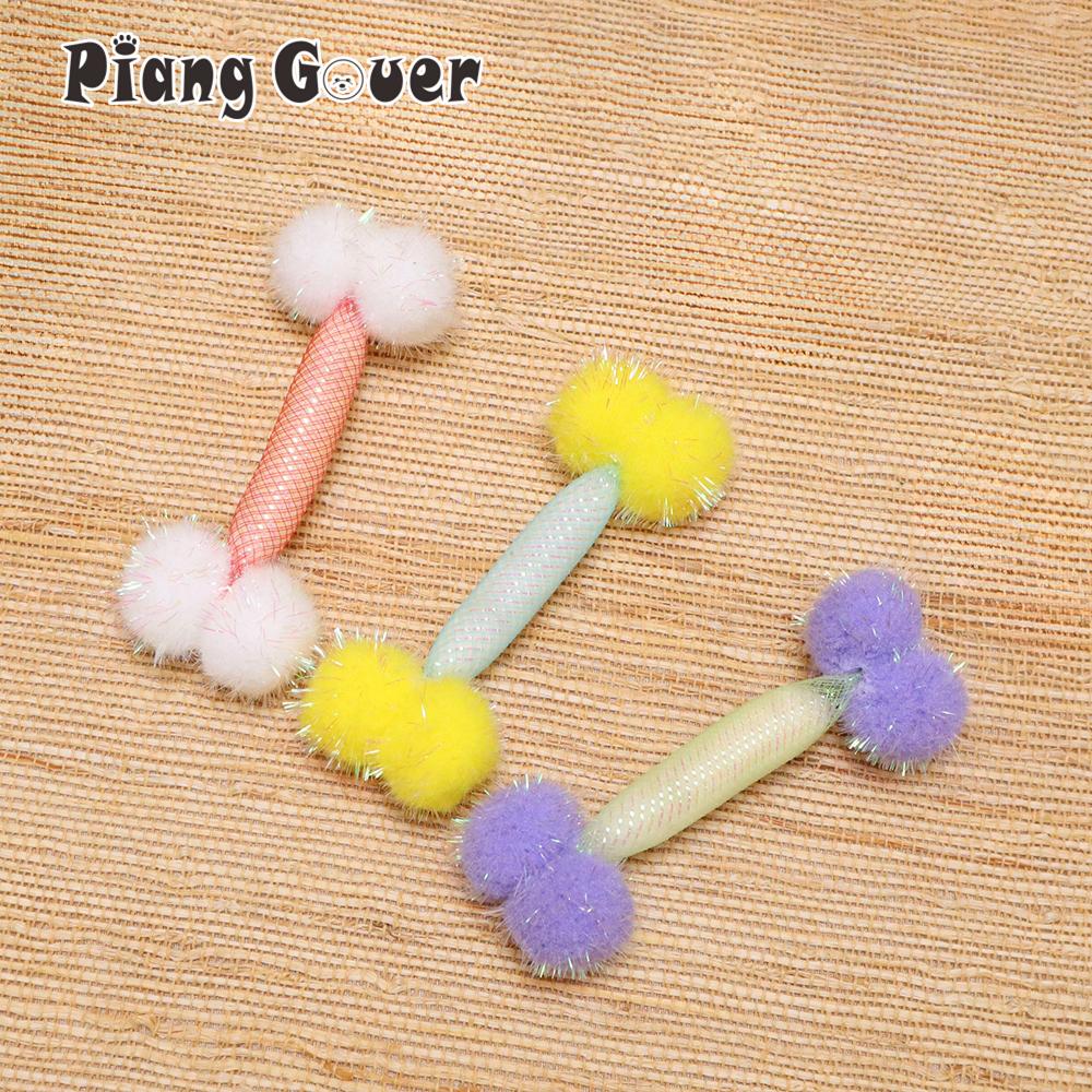 3pcs Cute Plush Ball Cat Toy Elastic Mesh Tube Kitten Pet Toy