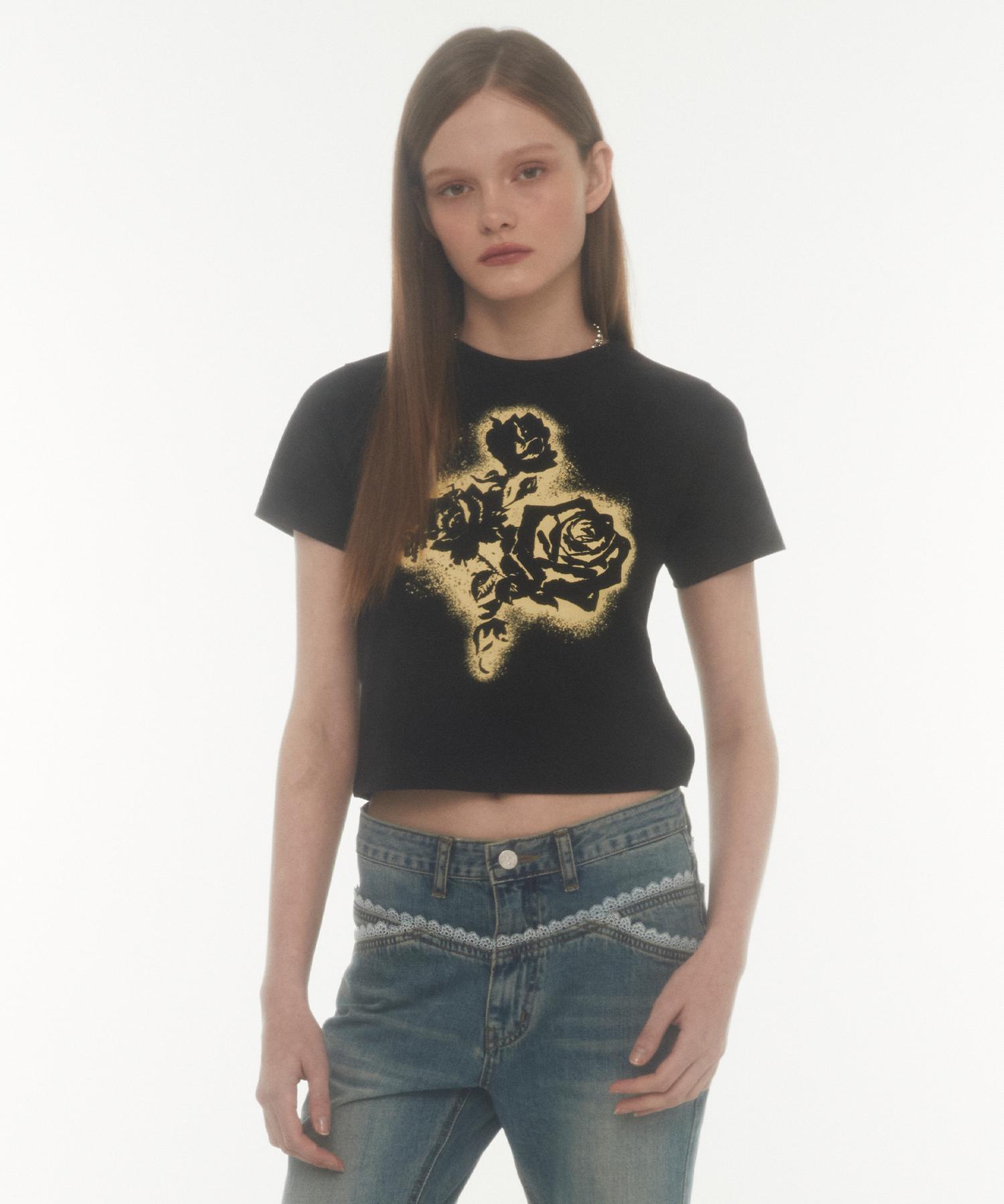 Midnight Move Fl Crop T (Black) Black