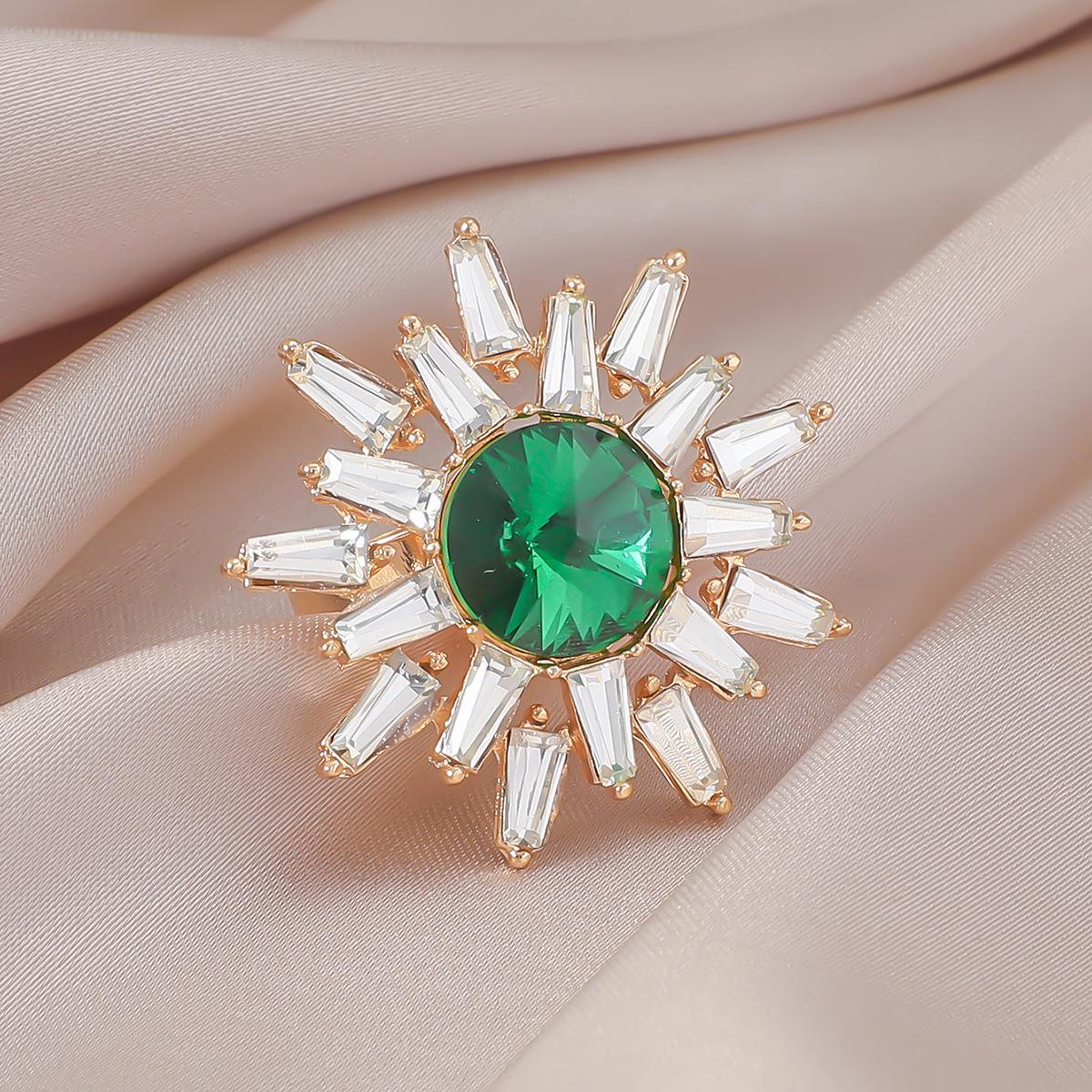 New Light Luxury Retro French Flower Alloy Ring зеленый kc gold