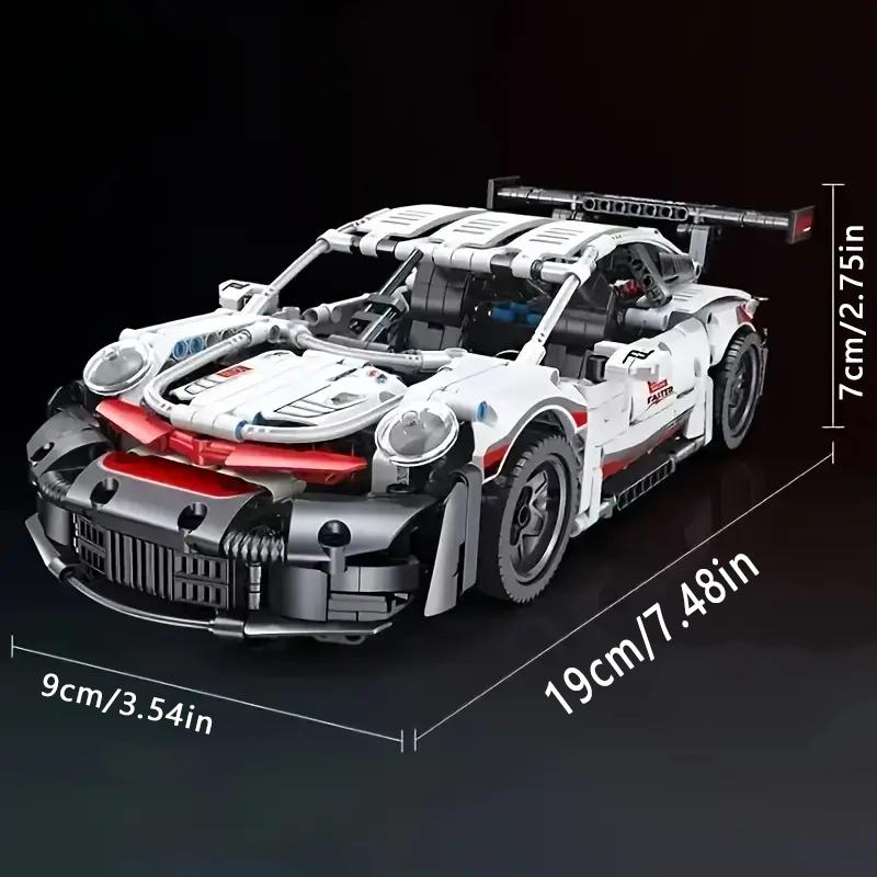 Ensemble de Blocs de Construction Super Voiture de Course 1238 Pièces Conception de Carrosserie Blanche Matériau Plastique Abs Voiture Mécanique Rapide Facile à Assembler