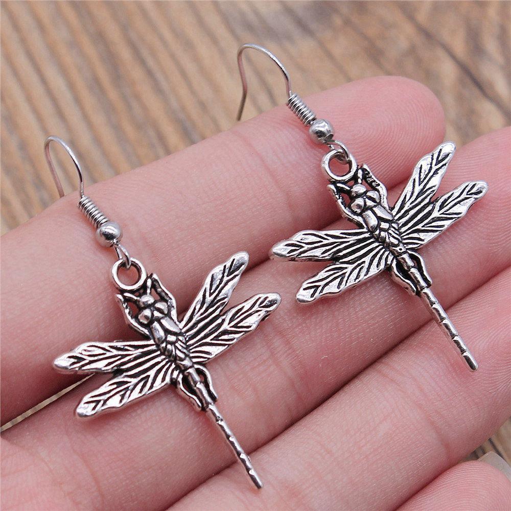 Hängeohrring Libelle Schmetterling Vintage Schmuckzubehör Ohrringgröße 18x19mm QE009