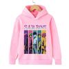 Soft Children Hoodie, Vertical Color Strip Anime Boys Portrait Print Pullover Sweatshirt, Autumn WinterCasualSport Long Sleeve Top For Kids Daily Wear