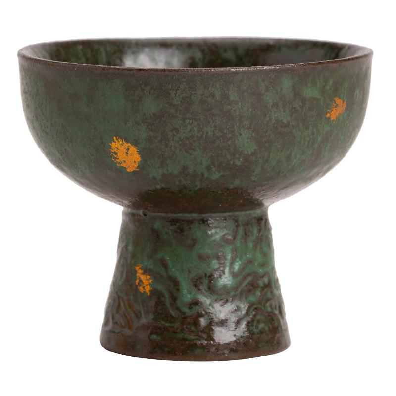 Old Rock Clay Goblet Silver Gilded High Foot Master Cup Bronze Glaze Ceramic Teacup Chinese Kungfu Teaware Tea Bowl Drinkware