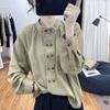 Cotton Shirt for Women Double Breasted Small Stand Collar Long Sleeved Shirt Commuting Top Shirt for Women