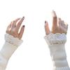 Woman White Ruffles Pleated Fake Sleeves Detachable Cuffs  Clothing Decoration Korean Arm Warmers Fake Flared Sleeves