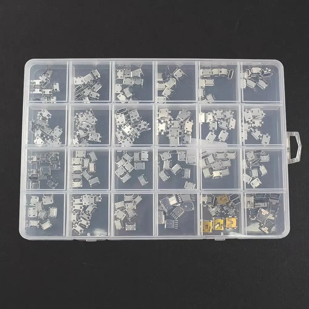 

120/240 шт. Роз єм Micro USB 24 моделі Гніздо Mini USB для паяння DIY для MP3 Huawei Samsung SMD DIP Набір розеток 240pcs
