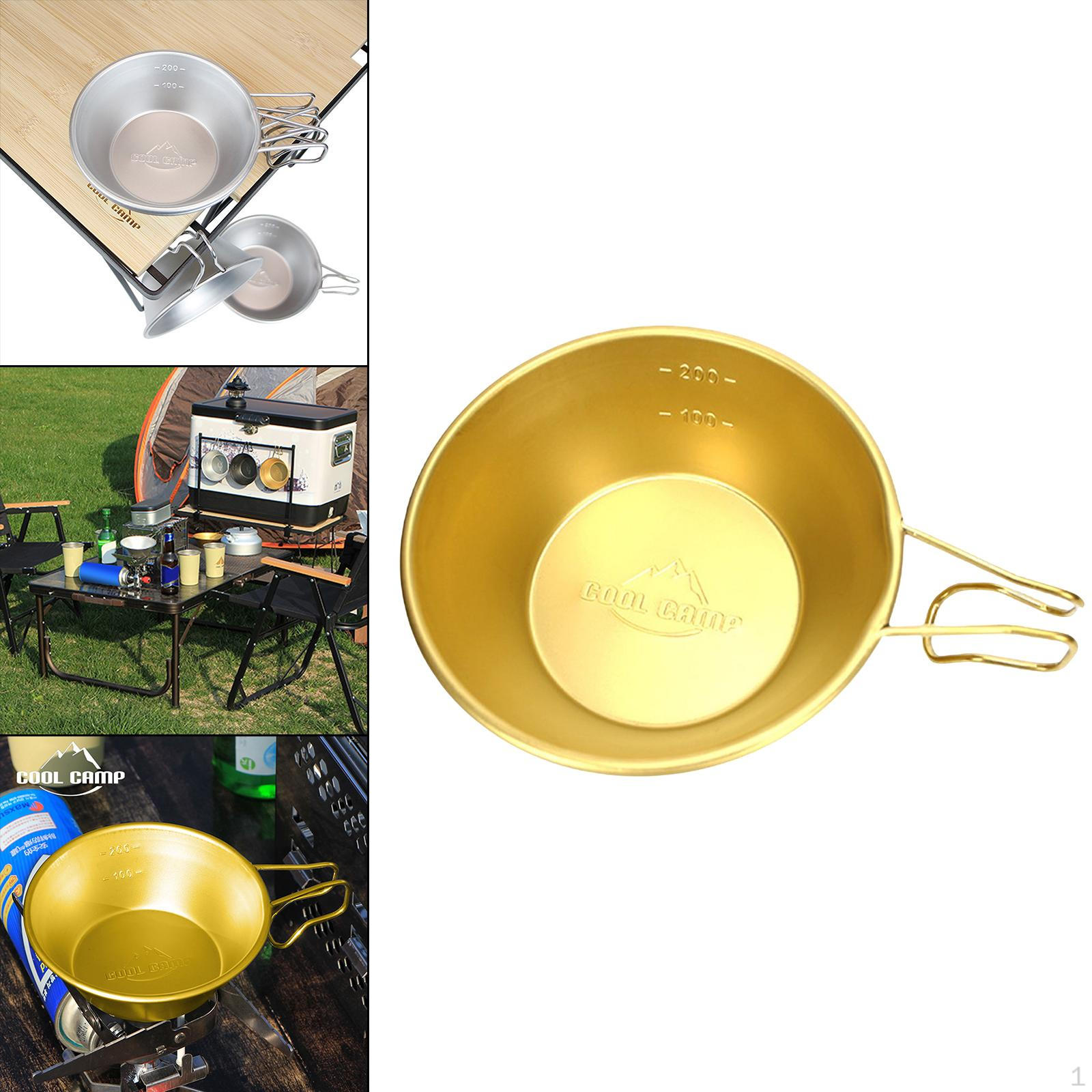 

304 Stainless Steel Camping Bowls for Travel Mountaineering Durable Portable Easy to Clean Tableware золотистый