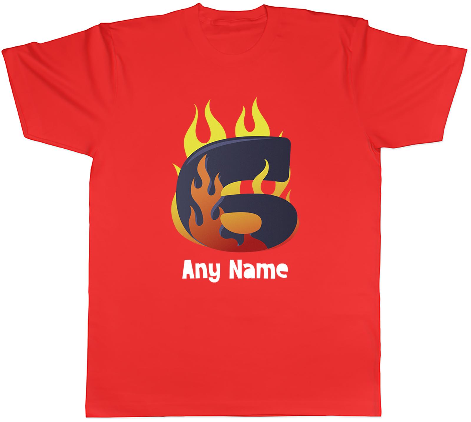 Personalised Number Day Flame Digit 6 Six Unisexs TShirt Tee Gift Top S