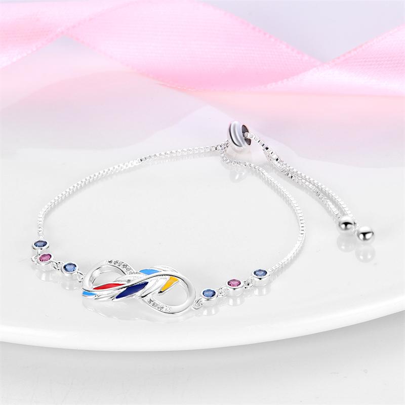 Bracelet Silver 925 Original Adjustable Fantasy Lucky Symbol Pink Flower Zircon Bracelets Fit DIY Charms Birthday Jewelry Gifts