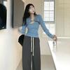 Y2K Korean Fashion Pink Cropped Sweater Women Harajuku Sexy Slim Knitted Jumper Vintage Casual Cardigan Vest Set Tops