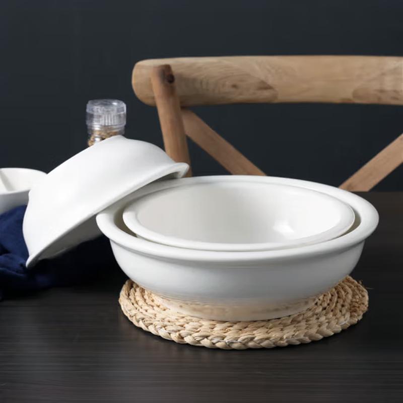 SIFAR 8-inch Pure White Ceramic Soup Bowl