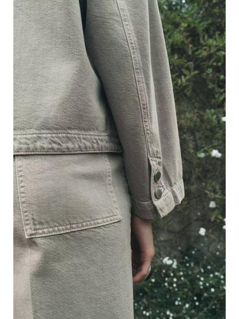 Women's European & American Style French Design Washed Shirt Jacket