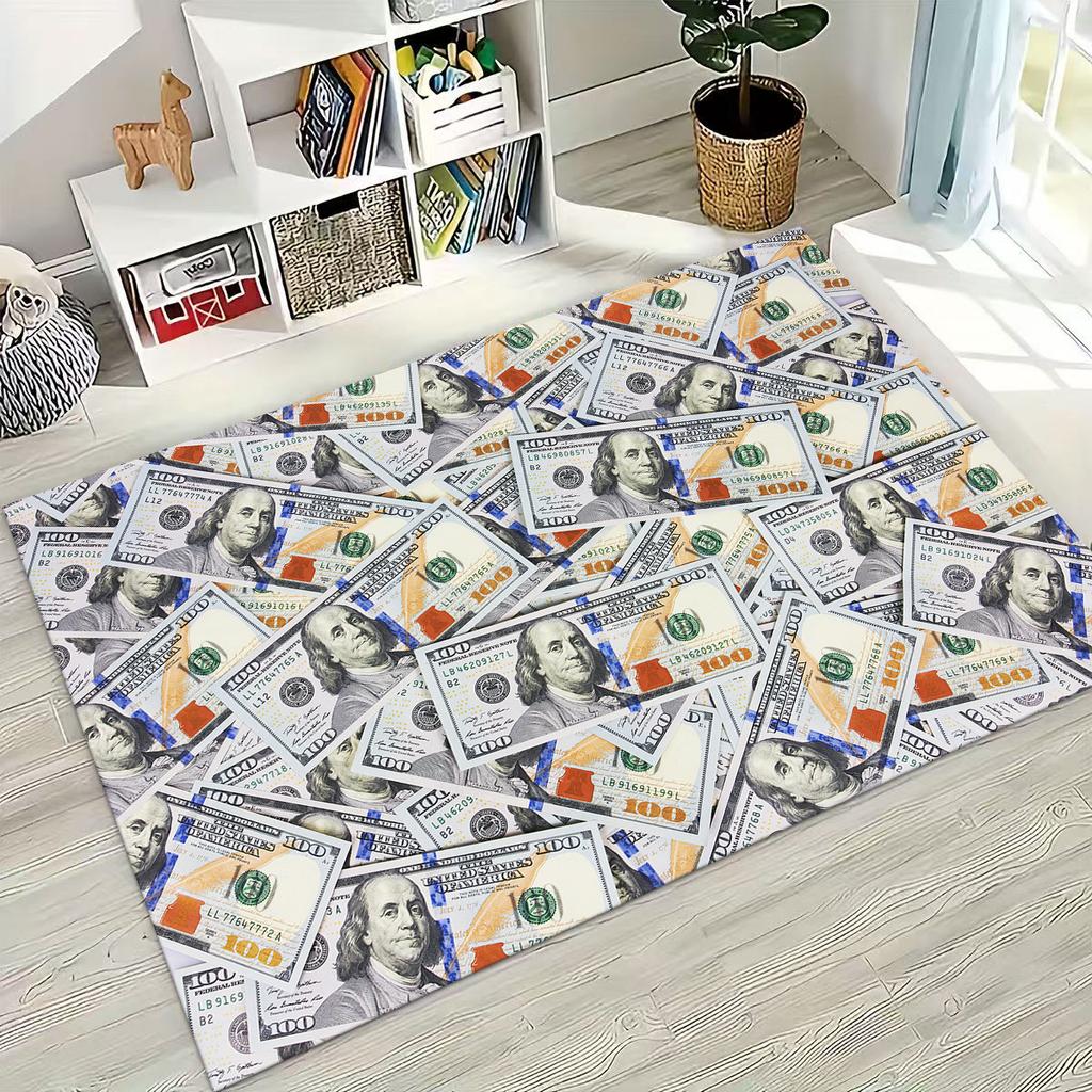 3D Personality Money USD Euro RICH Pattern Rug for Bedroom Living Room Sofa Home Doormat Decor,Large Kid Play Non-slip Floor Mat
