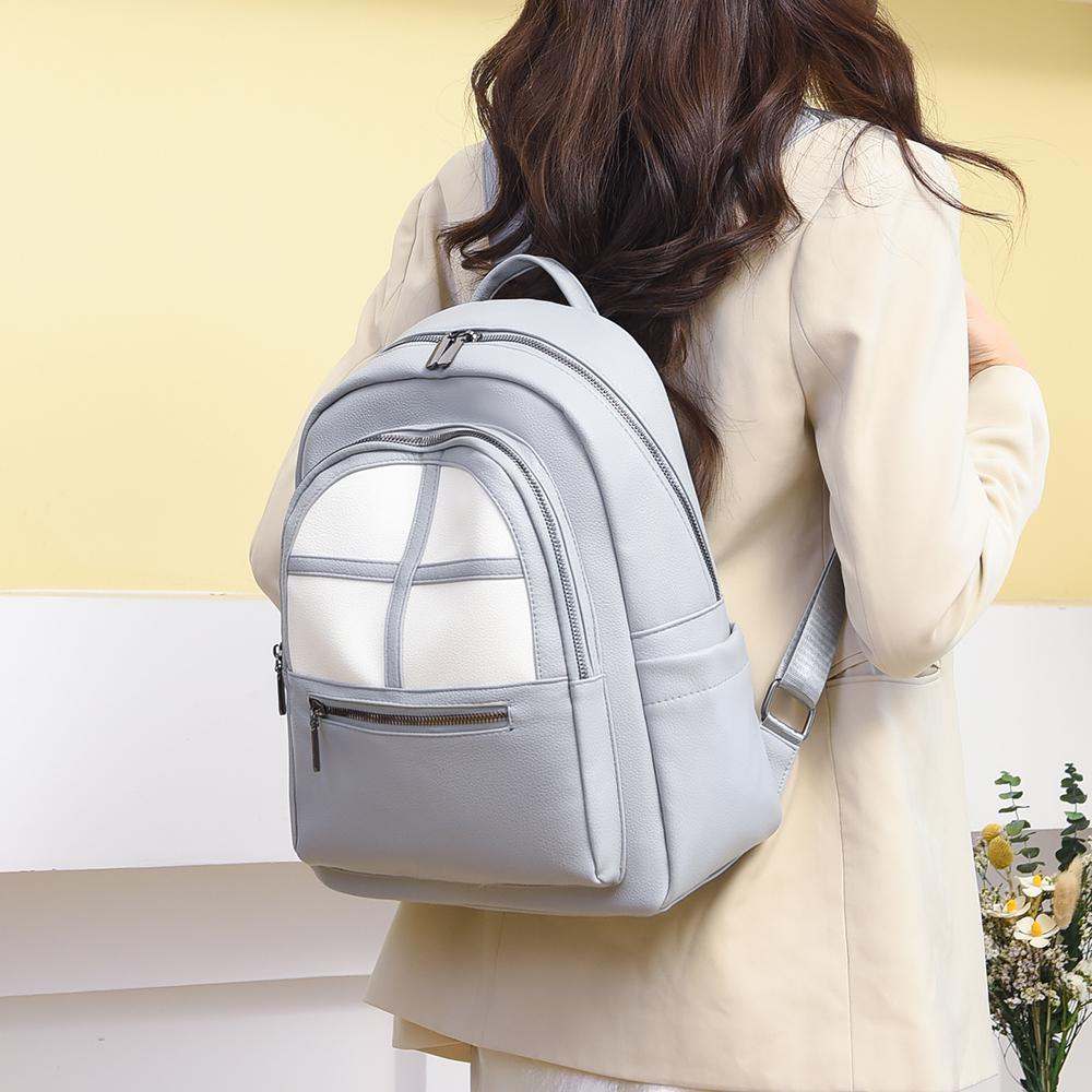 Women's Color Contrast Backpack Large Capacity Student Schoolbag Outdoor Backpack