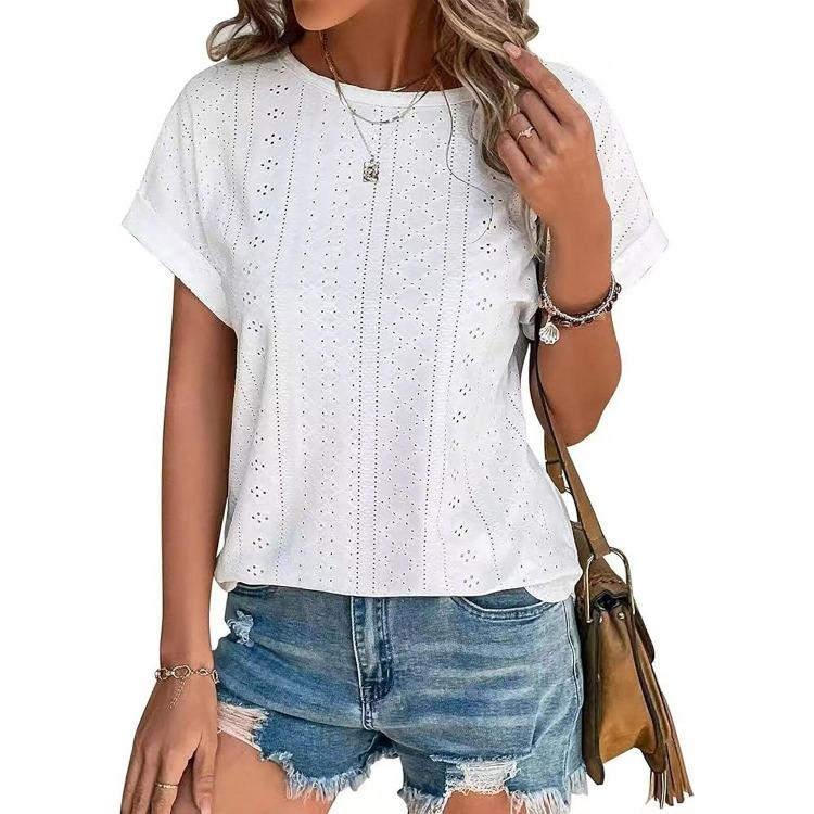 Loose Short Sleeve Solid Color Round Neck Tshirt for Spring Summer