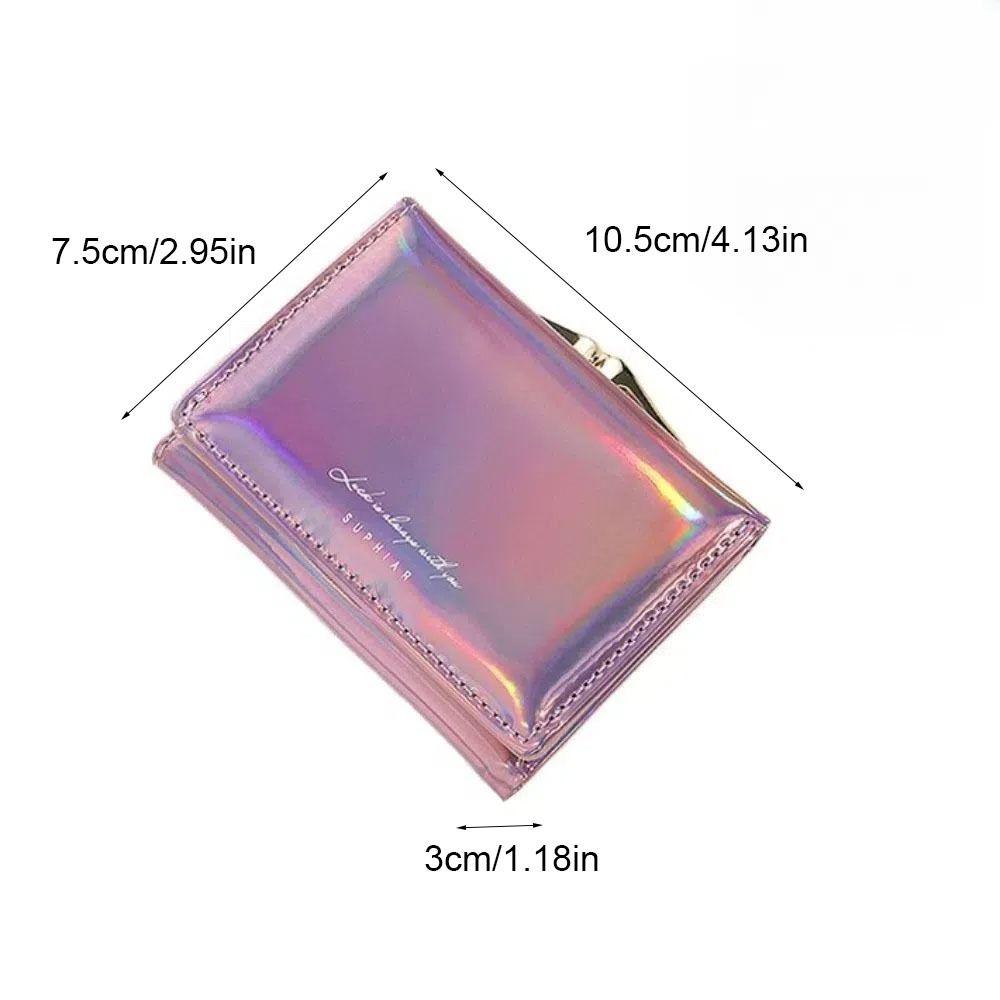 Multi-card Slot Laser Short Wallet Hasp Triple Fold Wallet Elegant Card Holder  Outdoor