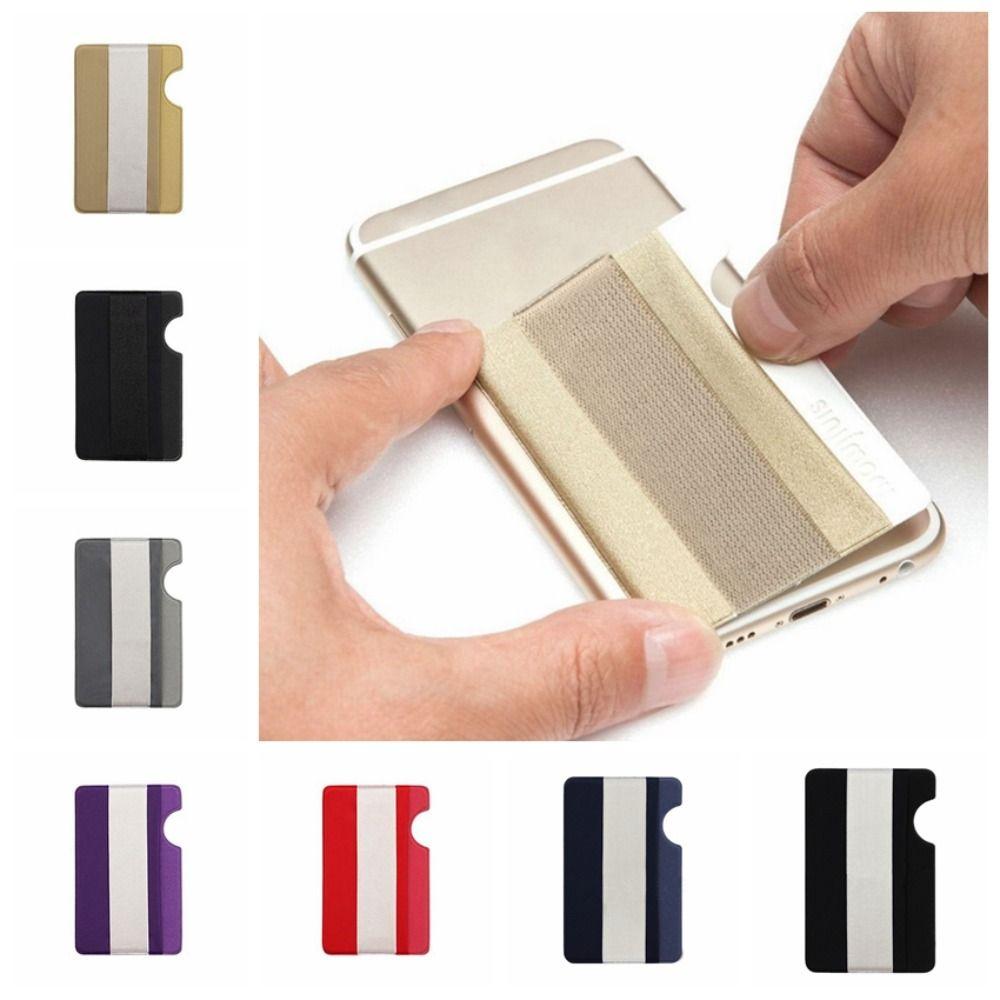 Support de carte de téléphone en tissu élastique anti-chute Bande élastique Poche pour cartes de crédit d'affaires Portefeuille pour téléphone portable