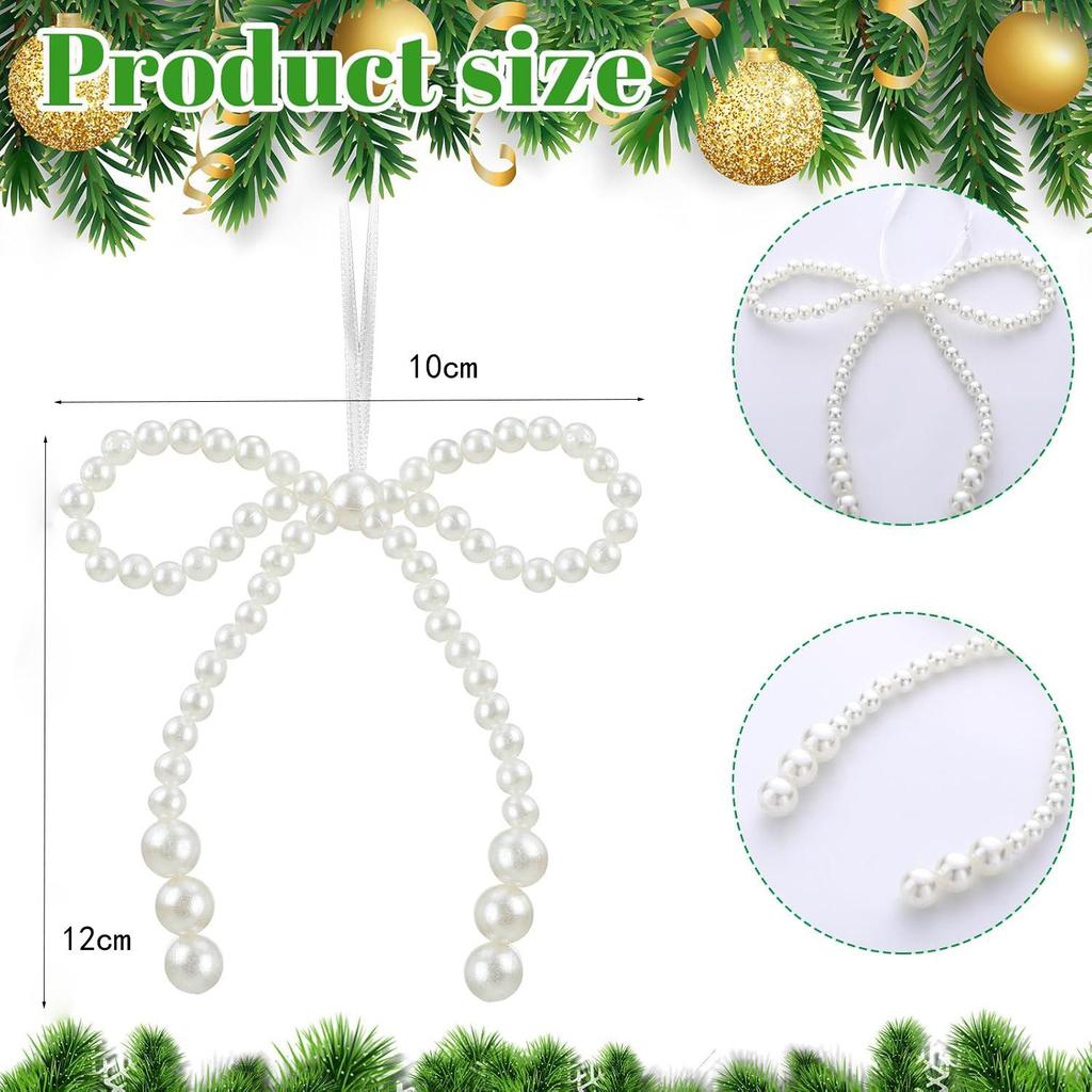 5Pcs Imitation Pearl Bow Bead Sewing Patch ,Christmas Hanging Decoration Gift Bouquet Decor Crafts