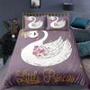 Swan Duvet Cover Twin King For Kids Girls Teen Cartoon Animal Bedding Set Microfiber Crown Star Romantic Floral Comforter Cover