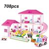 1018 Pcs City 1 Change 3 Summer Double-storey Villa House Slide Building Blocks Friends DIY Garden Flower Figures Bricks Toys