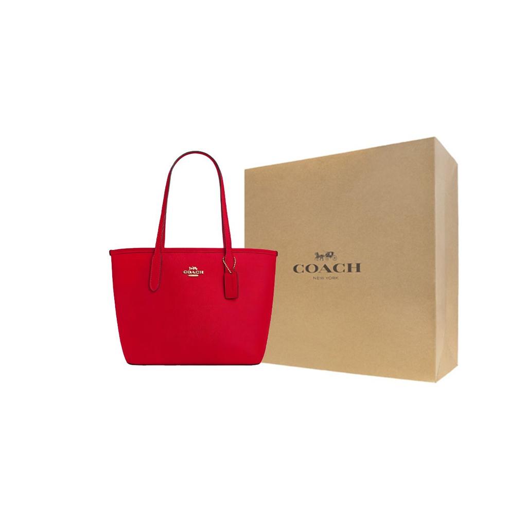 Coach City 23 Metal Logo Buckle Tote Bag Women Tote Bags Red CT859-IMUP7