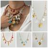 Movable Woven Rope Collarbone Chain Ocean Style Mini Metal Sun Necklace  Kids