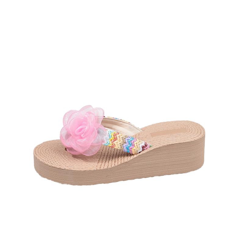 Fashion Flip Flops Women Summer Flower Flip Flop Sandals Flat Bottom Jelly Shoes Women's Flower Beach Shoes Flat Sandals Chanclas